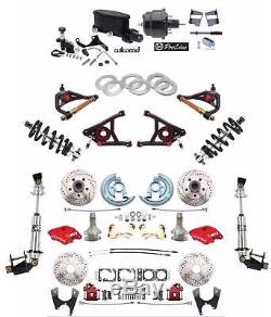 1964-72 A Body Disc Brake Kit RED Wilwood Caliper A Arms Adjustable FR Coilovers