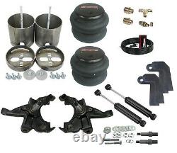 88-98 Silverado Front Air Ride Kit Bolt in Bags Drop Spindle Shock Relocator