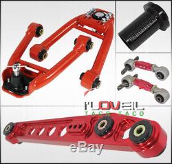 99 00 Honda CIVIC Adjustable Camber Kit Front Rear + Lower Control Arms Bar Red