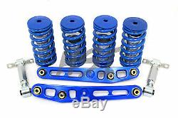 EF CRX HB Civic Adjustable Coilovers Lower Control Arm Rear Camber Bar Kit Blue