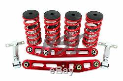 EF EG 88-95 Civic Adjustable Coilovers Lower Control Arm Rear Camber Bar Kit Red