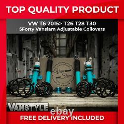 Vw T6 Transporter Adjustable Coilovers 5forty Vanslam Lowering Kit T26 T28 T30